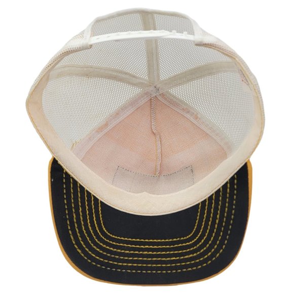 Vintage EAGLE Patch Snapback Trucker Hat Baseball Fishing Cap Yellow USA Made - Picture 5 of 7